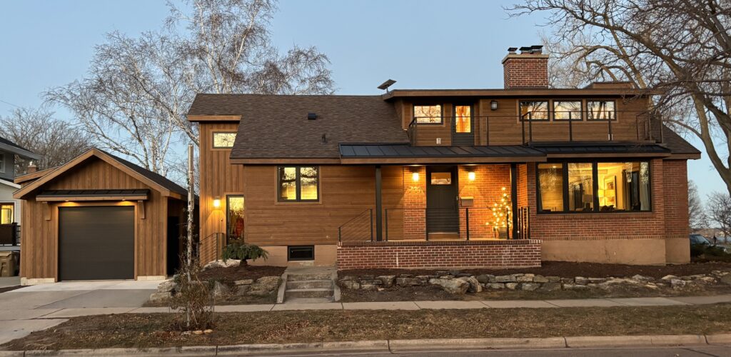 1X6 Horizontal and 1X10 Vertical Select Cedar T&G Narrowline Channel Siding, Wire Brushed with 1 coat SRD Butternut 