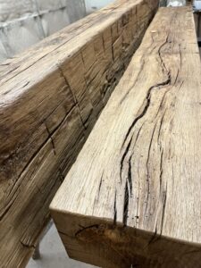 8x10 Vintage Mantel - Adze Hewn Light Flap Sand